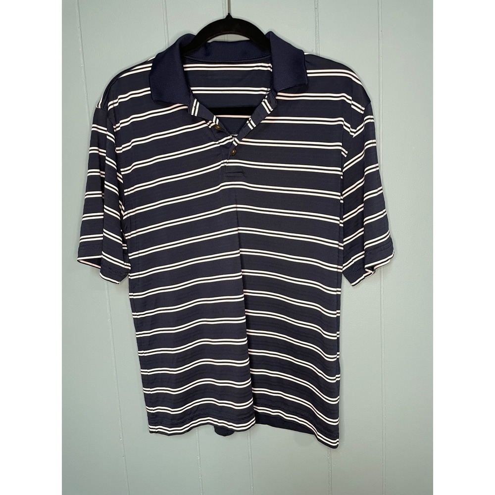 Polo Shirt Mens‎ S Navy Blue Excellent Striped Short Sleeve Golf Top